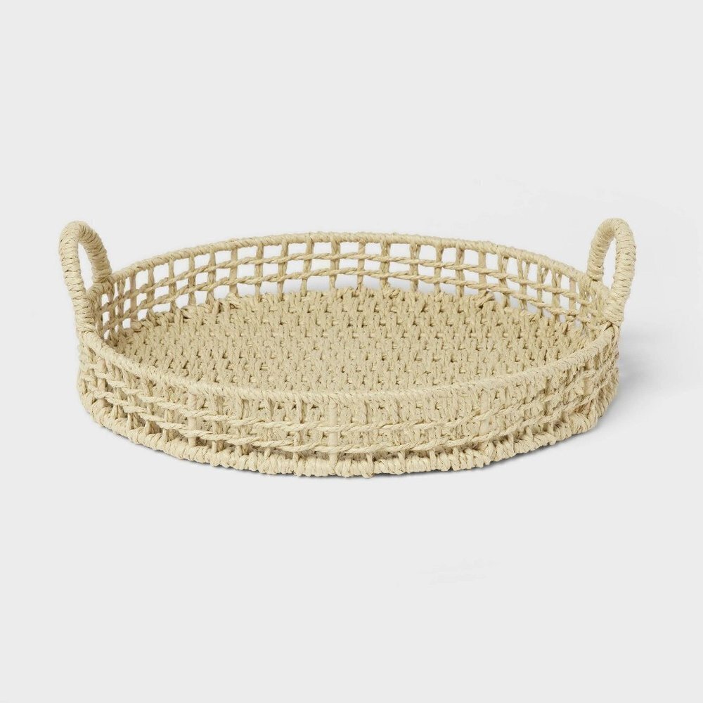 Threshold 14" Natural Woven Serving Tray with‎ Handles - Target